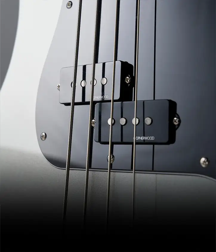 Gopherwood P Classic IV Bass Guitar Battleship Grey pick ups