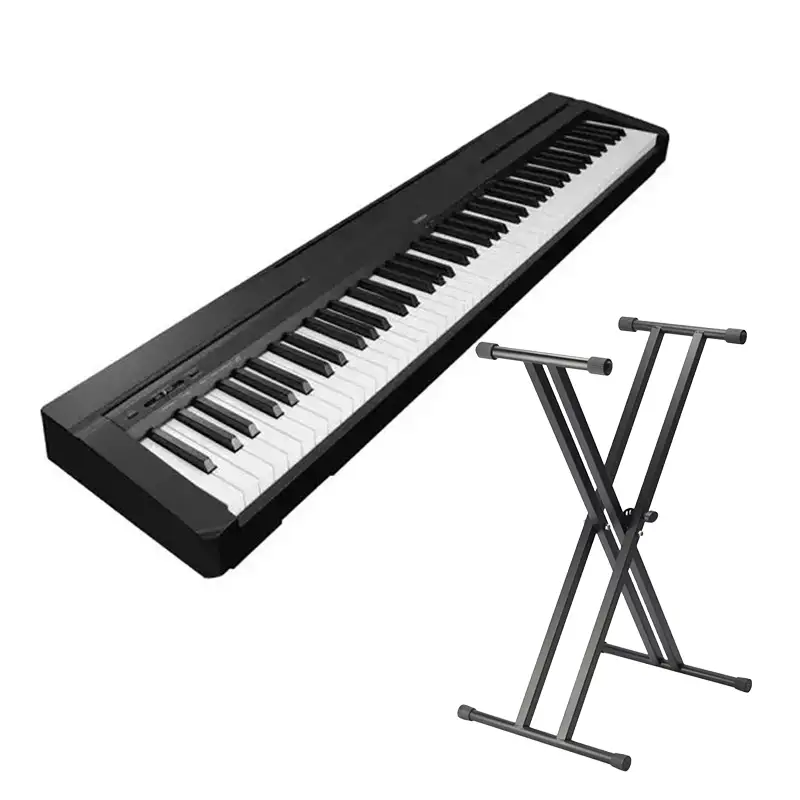 Yamaha P45B Digital Piano + Double Braced Keyboard Stand Bundle